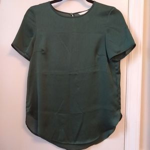 Green silky blouse